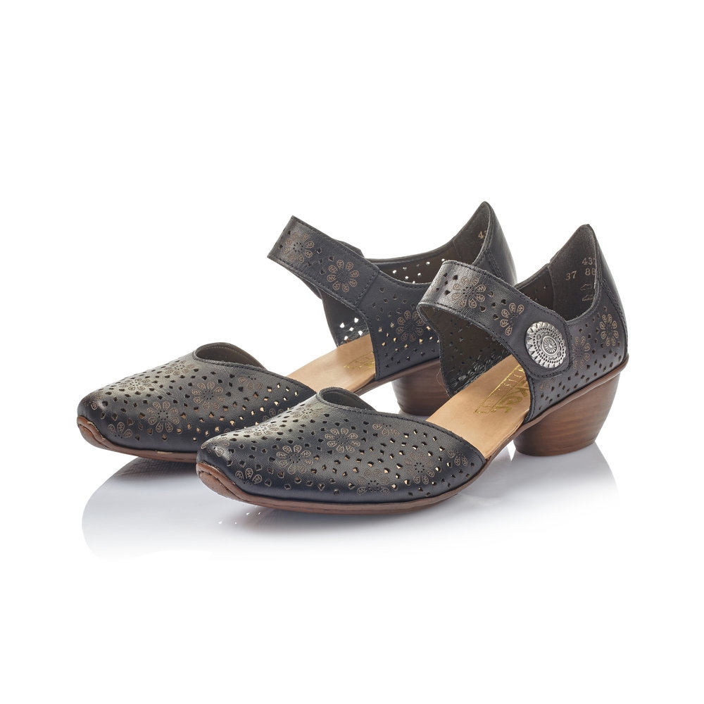 Escarpins Rieker 43711/62 Pour Femme - Talon 4cm | Cuir Véritable | Confort Et Style | Semelle Caoutchouc