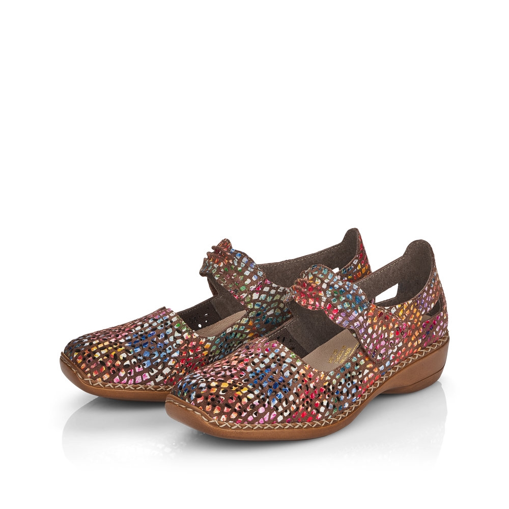 Ballerines Rieker Bleues – Confort Anti-Stress – Semelle Flex – Velcro – Extra Larges